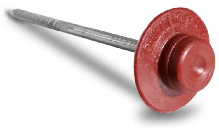 Гвозди с литыми шляпками Ондулин 75 мм, 100 шт., красные